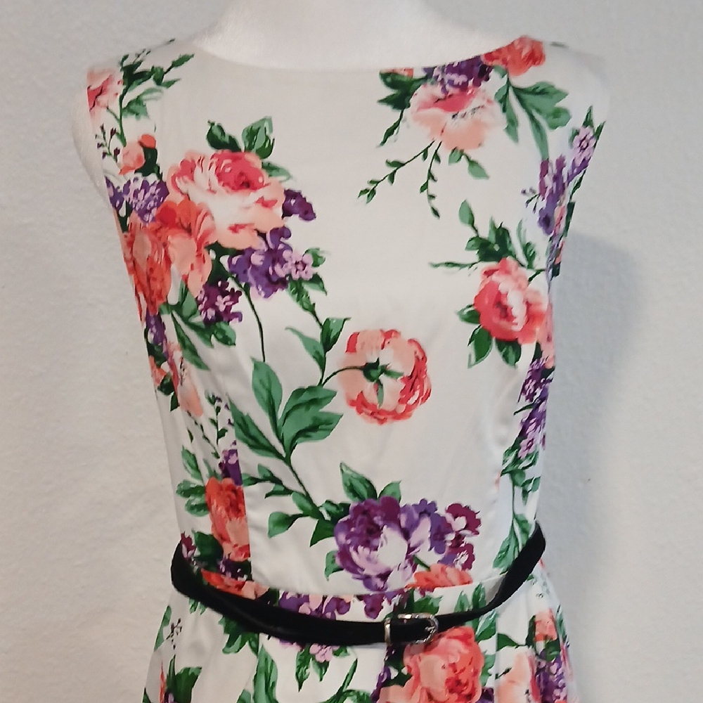 Grace Karin Purple and Green Floral Dress - Picture 2 of 11